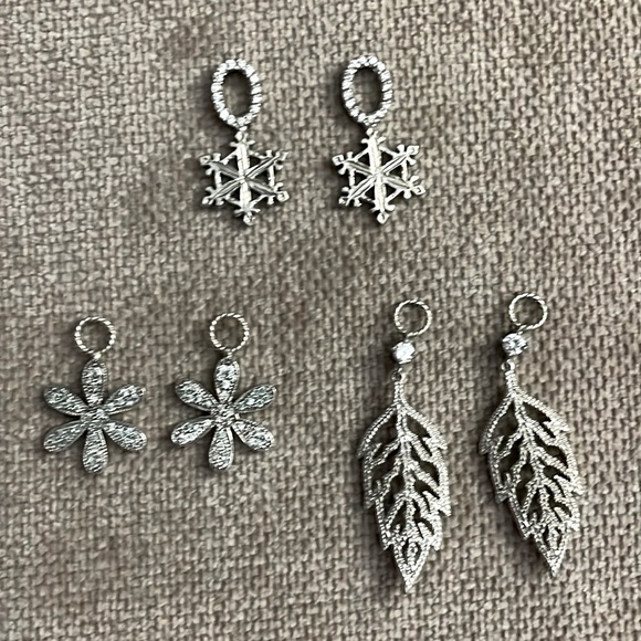 Jewelry - Three pairs of silver and crystal earring charms